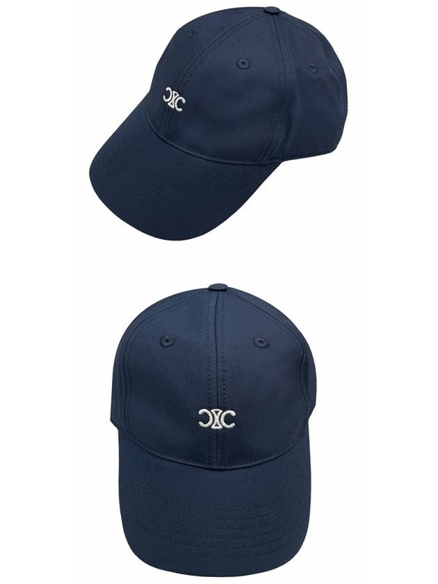 AA01C969P 07MJ Gabardine Cotton Baseball Cap Blue Hat TJ - CELINE - BALAAN 4