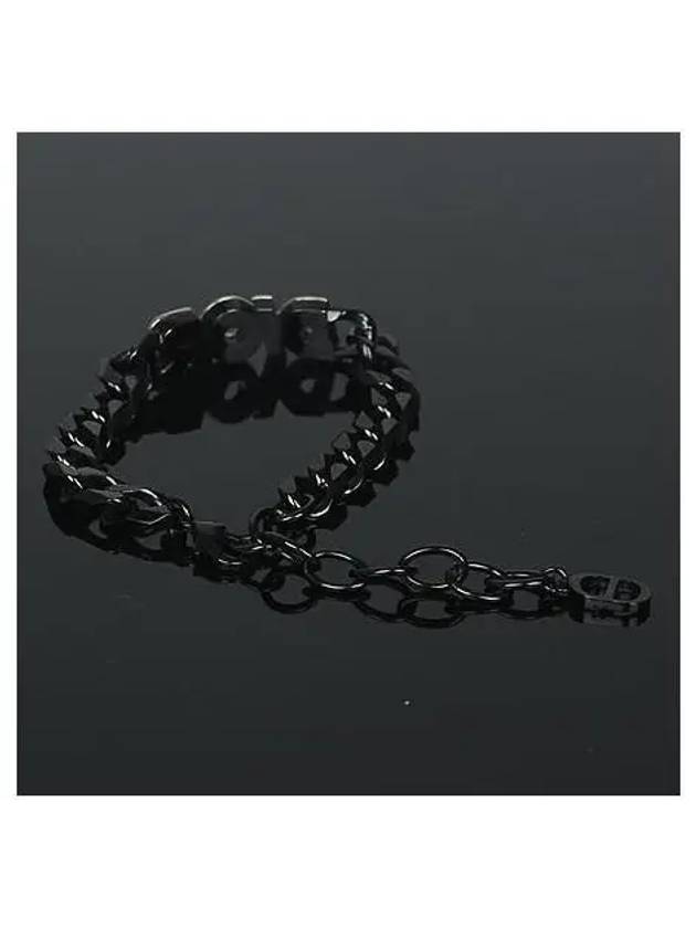 B1611HOMMT Silver Logo Black Link Chain Bracelet - DIOR - BALAAN 5