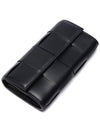 Intrecciato Flap Long Wallet Black - BOTTEGA VENETA - BALAAN.