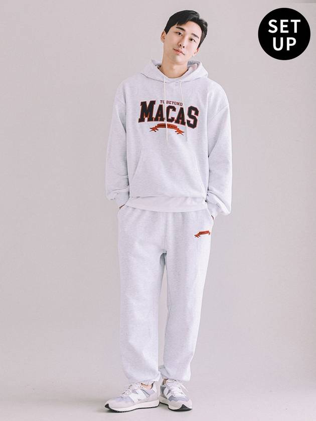 SET MACAS Logo Hoodie Jogger Pants SetupWhite Melange Gray - MACASITE - BALAAN 3