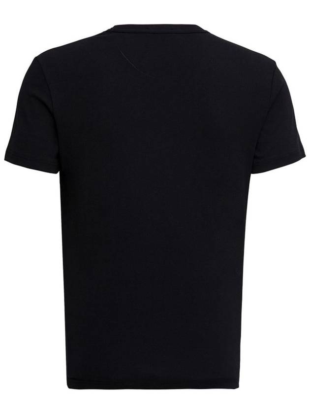 Cotton V-neck Short Sleeve T-Shirt Black - TOM FORD - BALAAN 3