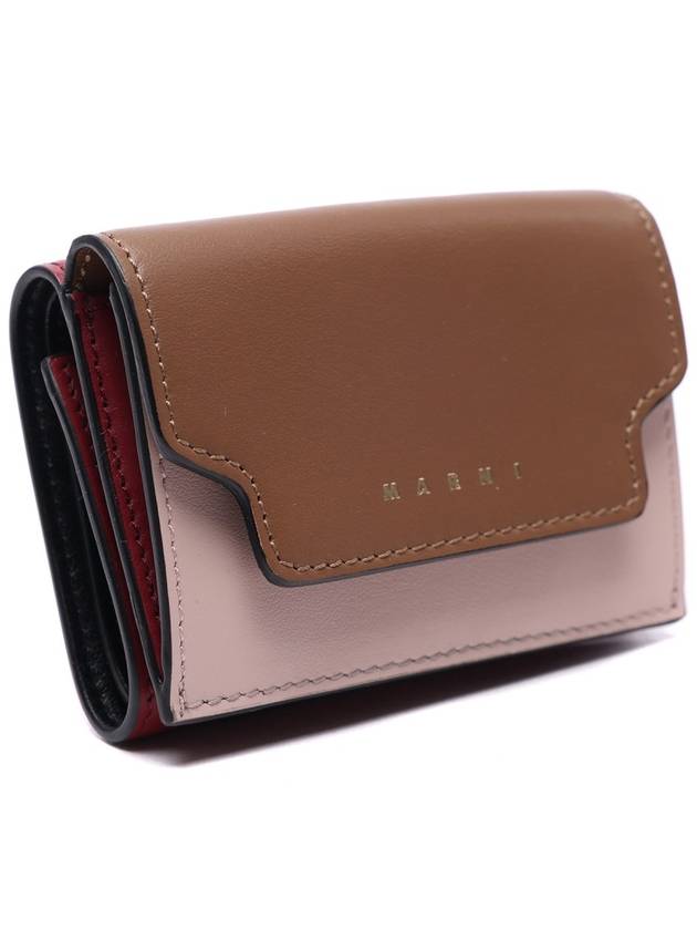 Saffiano Leather Tri-fold Half Wallet Brown - MARNI - BALAAN 4