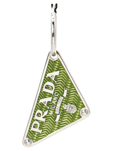 Women's Triangle Logo Earrings Green - PRADA - BALAAN 1