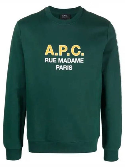 Logo Print Cotton Sweatshirt Green - A.P.C. - BALAAN 2