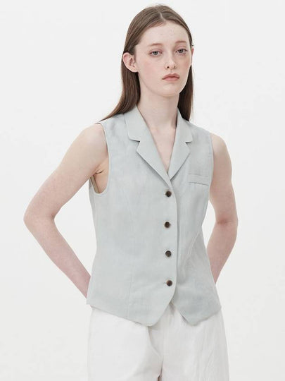 Notched Collar Vest Ash Mint - JUN BY JUN K - BALAAN 2