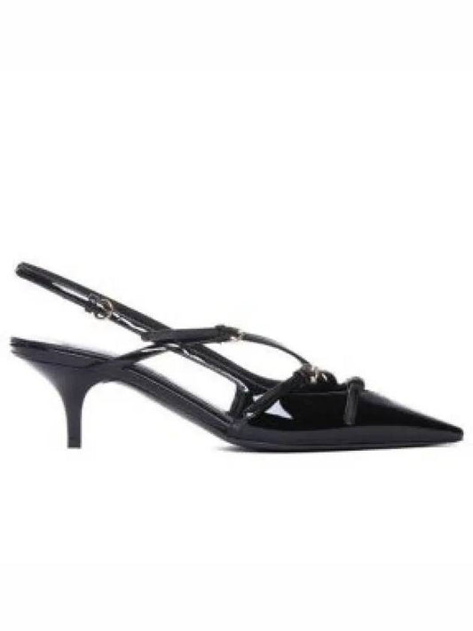 Buckles Patent Leather Slingback Heels Black - MIU MIU - BALAAN 2