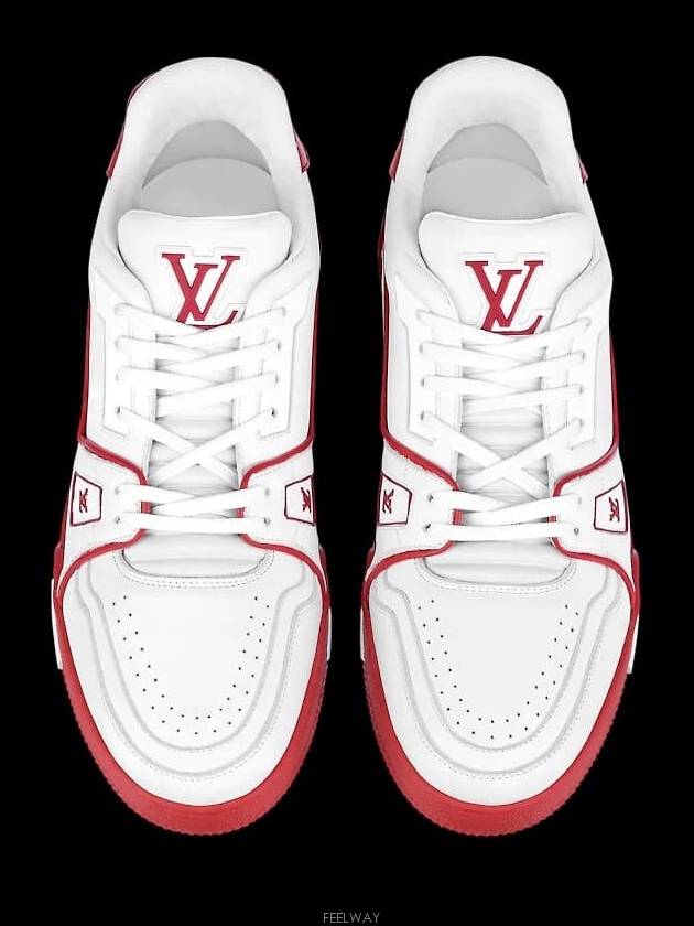 LV Trainer Low Top Sneakers White Red - LOUIS VUITTON - BALAAN 3