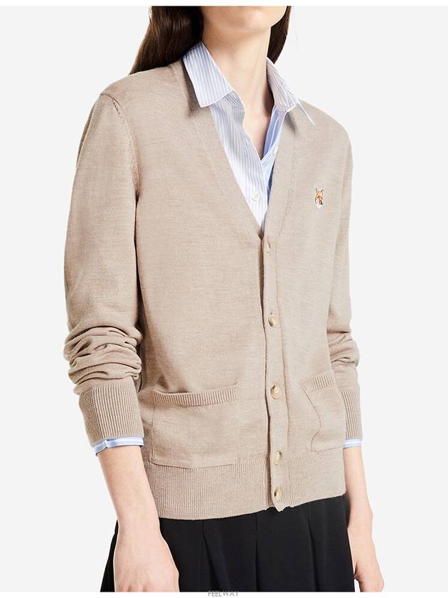 Fox Head Patch Classic Cardigan Beige Melange - MAISON KITSUNE - BALAAN 6