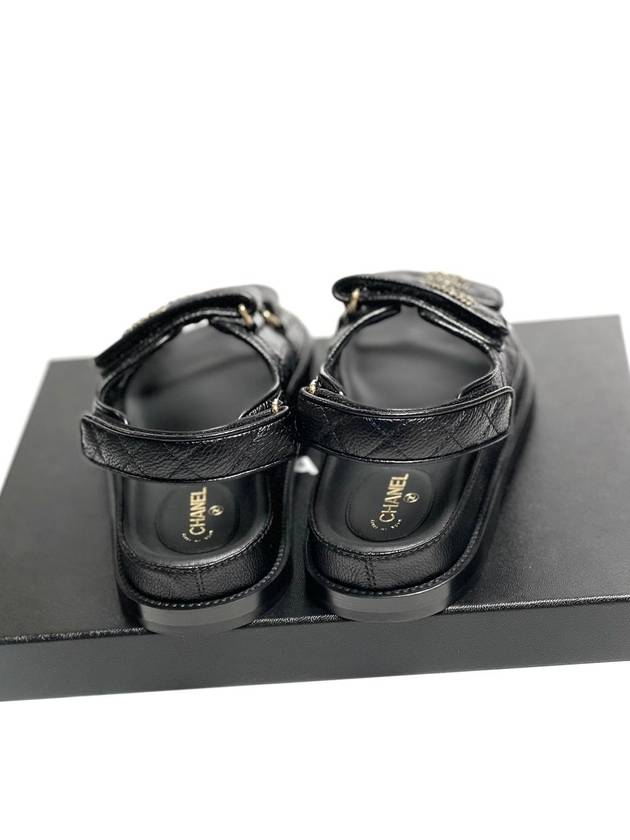 Women's CC Logo Velcro Sandals Gold Black - CHANEL - BALAAN 5