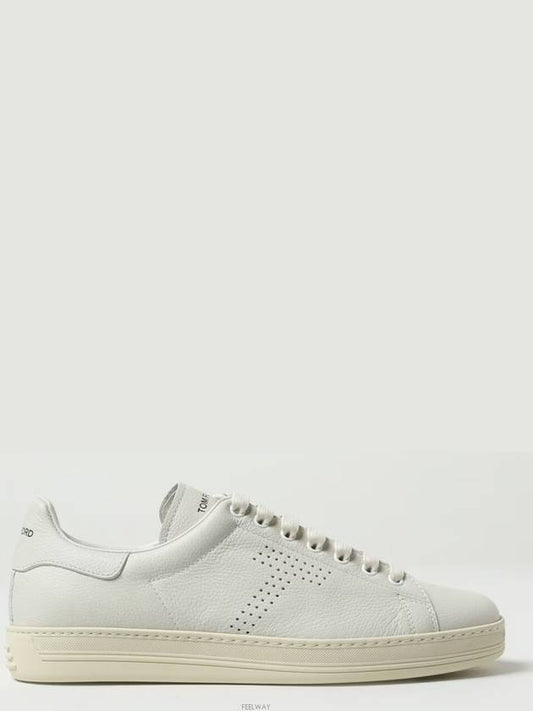 Logo Leather Low Top Sneakers White - TOM FORD - BALAAN 2