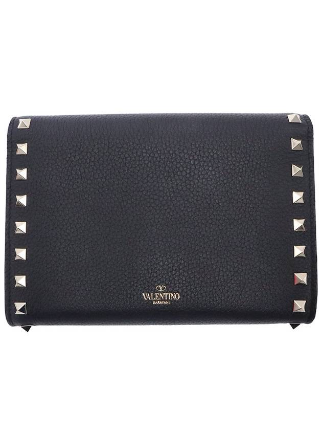 Women s Valentino QW2P0Q48VSH Black Calfskin Rockstud Chain Clutch gt Pouch Gangbuk used luxury goods - VALENTINO - BALAAN 4