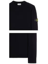 Men's Wappen Patch Crew Neck Wool Knit Top Black - STONE ISLAND - BALAAN 7