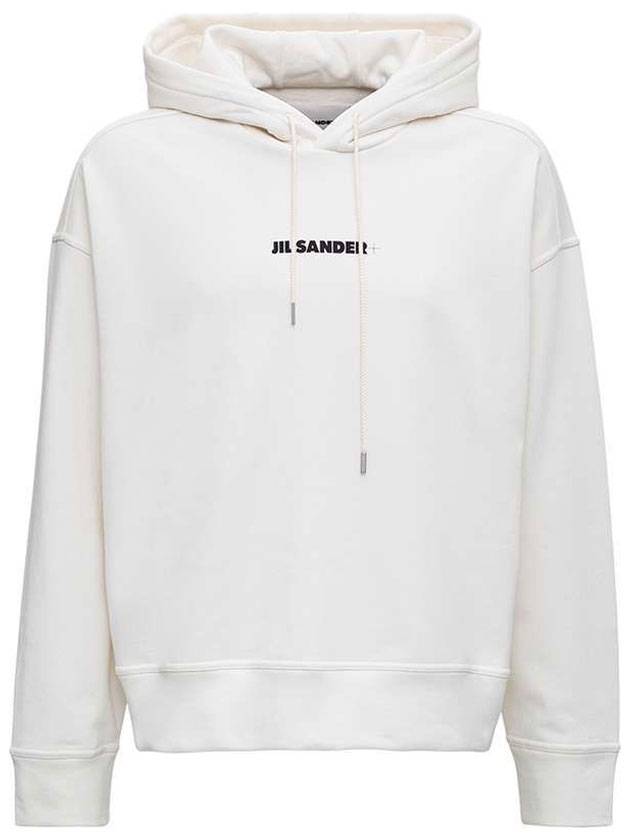 Men's Plus Logo Cotton Hoodie White - JIL SANDER - BALAAN 1