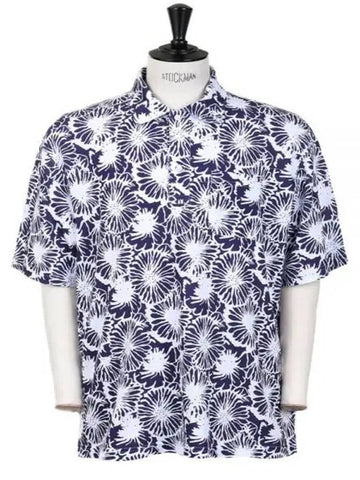 24 Polo Shirt B Navy Cotton Floral Pique 24S1B036 OR103 PF006 - ENGINEERED GARMENTS - BALAAN 1