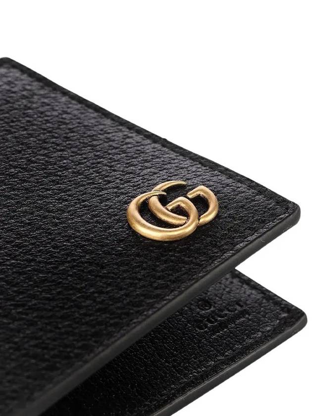 GG Marmont Leather Bi Fold Wallet Black Gold - GUCCI - BALAAN 7