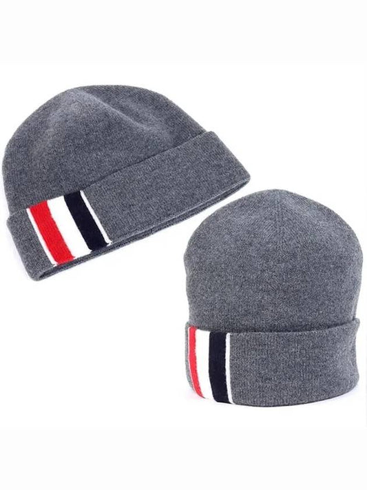 Striped Wool Beanie Grey - THOM BROWNE - BALAAN 2