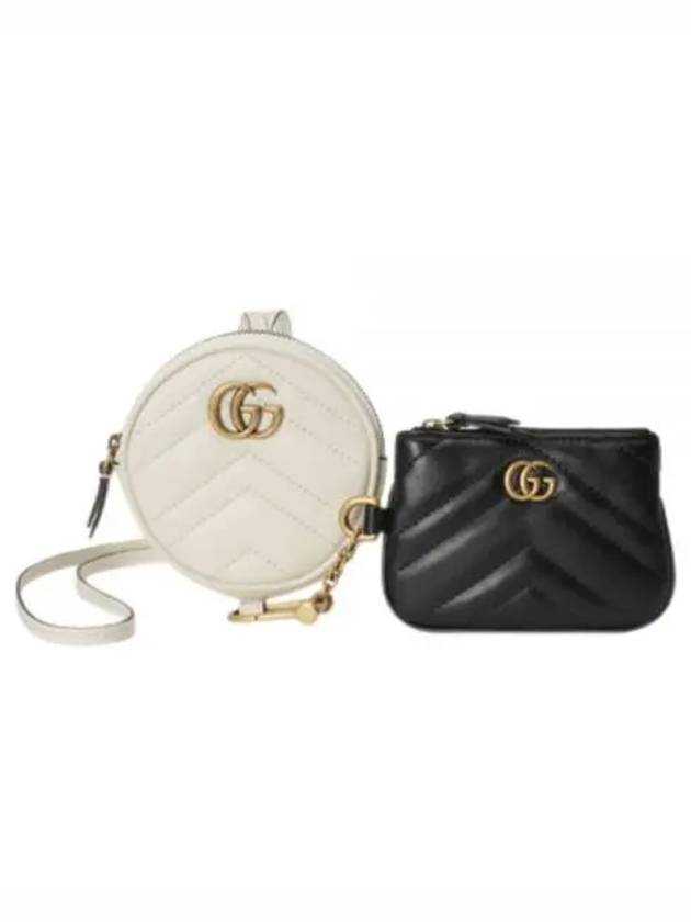 GG Marmont Coin Wallet Keyholder Set Black White - GUCCI - BALAAN 2