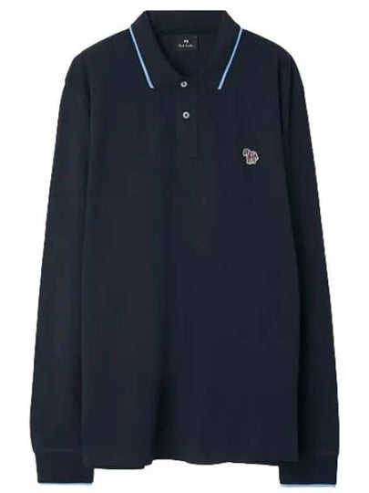 Zebra Patch Regular Fit Long Sleeve Polo Shirt Navy - PAUL SMITH - BALAAN 2