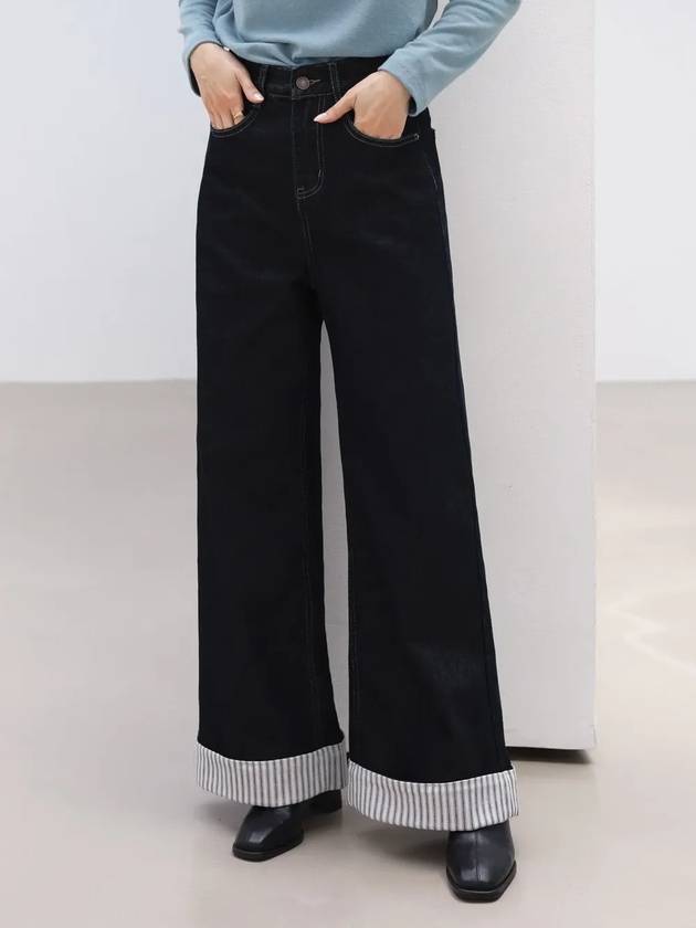 Jihen brushed roll up wide denim pants - MONO AT.D - BALAAN 1