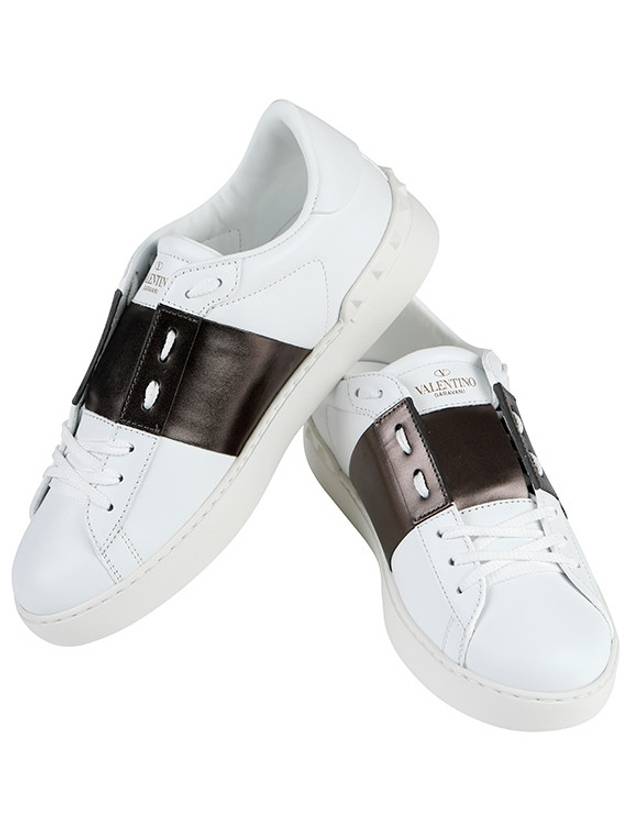 Rockstud Hidden Open Low Top Sneakers White Ruthenium - VALENTINO - BALAAN 3