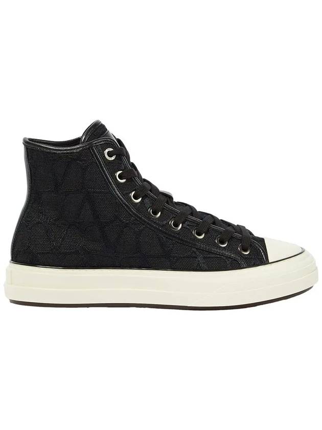 Toile Iconographe High Top Sneakers Black - VALENTINO - BALAAN 3