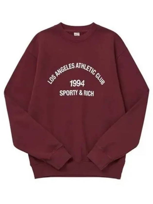 Club Crew Neck Cotton Sweatshirt Burgundy - SPORTY & RICH - BALAAN 2