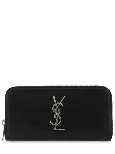 Monogram Silver Logo Zip Around Long Wallet Black - SAINT LAURENT - BALAAN 2