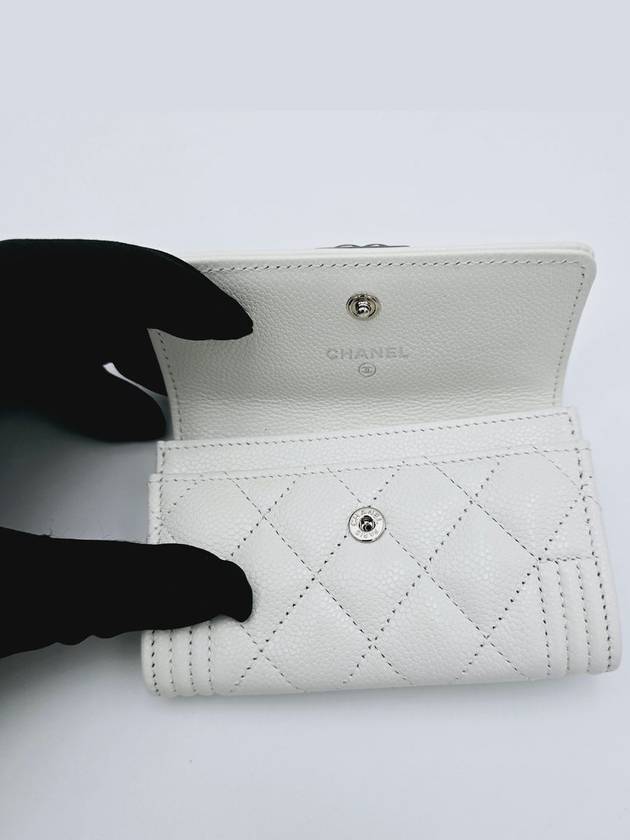 Card Wallet Caviar Boy Snap Holder A80603 White - CHANEL - BALAAN 5