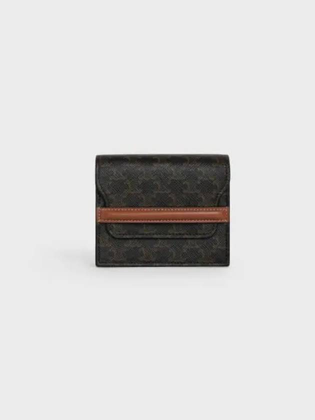 Triomphe Canvas Strap Business Card Half Wallet Tan - CELINE - BALAAN 2