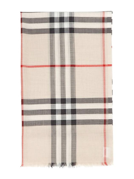 Check Wool Silk Blend Scarf Beige - BURBERRY - BALAAN 2