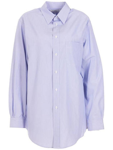 Stitched Cotton Long Sleeve Shirt Pale Blue - MAISON MARGIELA - BALAAN 1