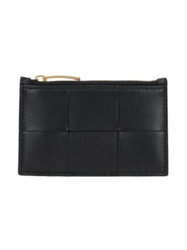 Intrecciato Zipper Card Wallet Black - BOTTEGA VENETA - BALAAN 1