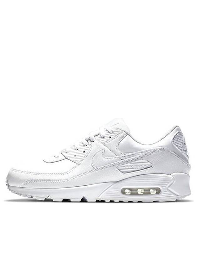 Air Max 90 Leather Low Top Sneakers Triple White - NIKE - BALAAN 2