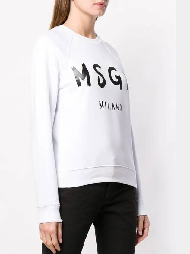 Milano Brushed Logo Print Cotton Sweatshirt White - MSGM - BALAAN 4