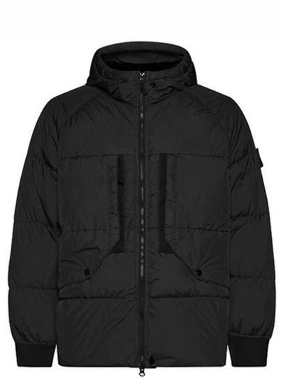 Garment Dyed Crinkle Reps Recycled Nylon Hoodie Padding Black - STONE ISLAND - BALAAN 2