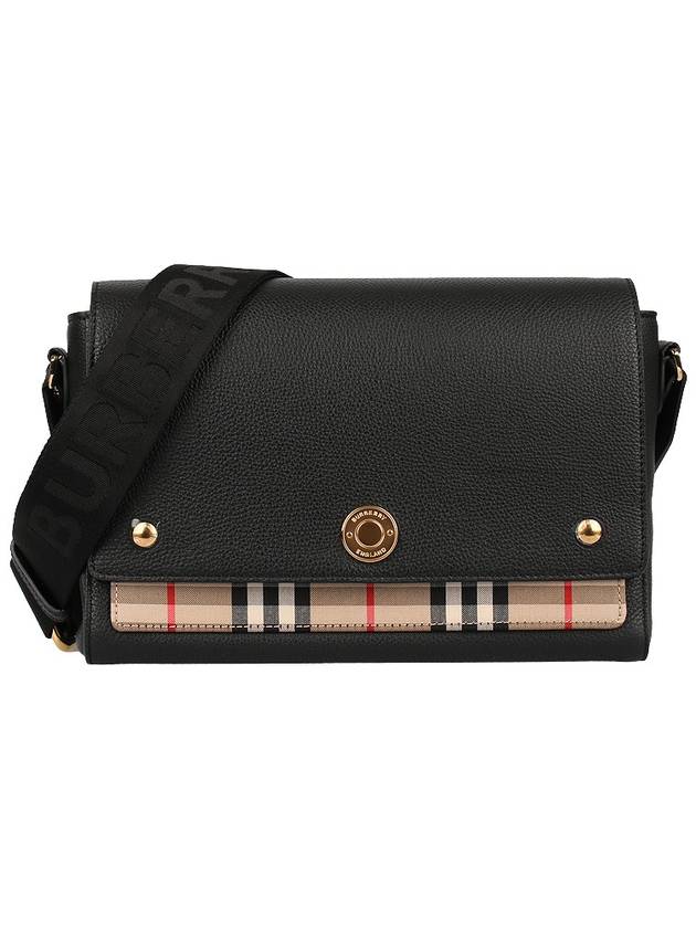 Leather and Vintage Check Note Crossbody Bag Black - BURBERRY - BALAAN 3