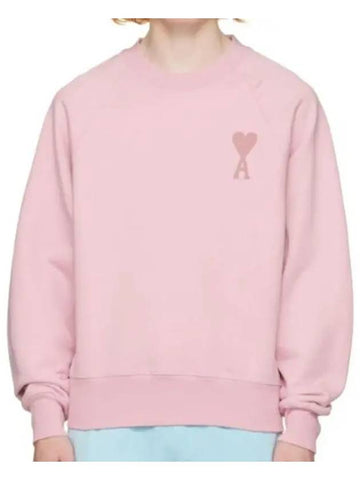 Intarsia Knit Logo Chest Raglan Sleeve Sweatshirt Pink - AMI - BALAAN 1