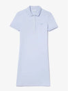 Women's Slim Fit Stretch Cotton Pique Polo Short Dress Light Blue - LACOSTE - BALAAN 2