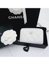 Classic card wallet zipper caviar white gold AP0216 - CHANEL - BALAAN 1