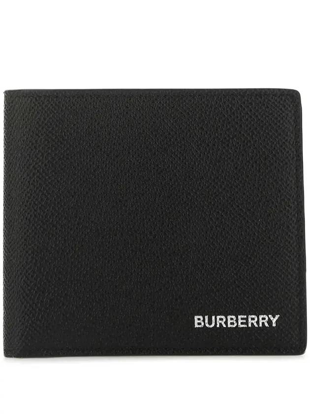 Logo Grainy Leather Bifold Wallet Black - BURBERRY - BALAAN 1