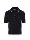 Textured Stitch Cotton Short Sleeve Polo Shirt Navy - THOM BROWNE - BALAAN 2