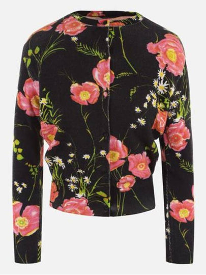 N26 women's knitted sweater Poppy print wool cropped cardigan - BALENCIAGA - BALAAN 2