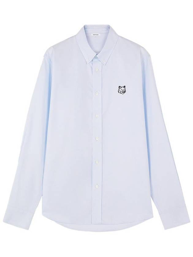 Contour Fox Head Casual Long Sleeve Shirt Blue - MAISON KITSUNE - BALAAN 2