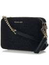 Jet Set Medium Crocodile Embossed Leather Cross Bag Black - MICHAEL KORS - BALAAN 3