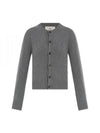 Logo Cashmere Wool Cardigan Grey - AMI - BALAAN 2