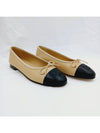 Women s Leather Ballerina Flats Beige Black G02819 - CHANEL - BALAAN 3