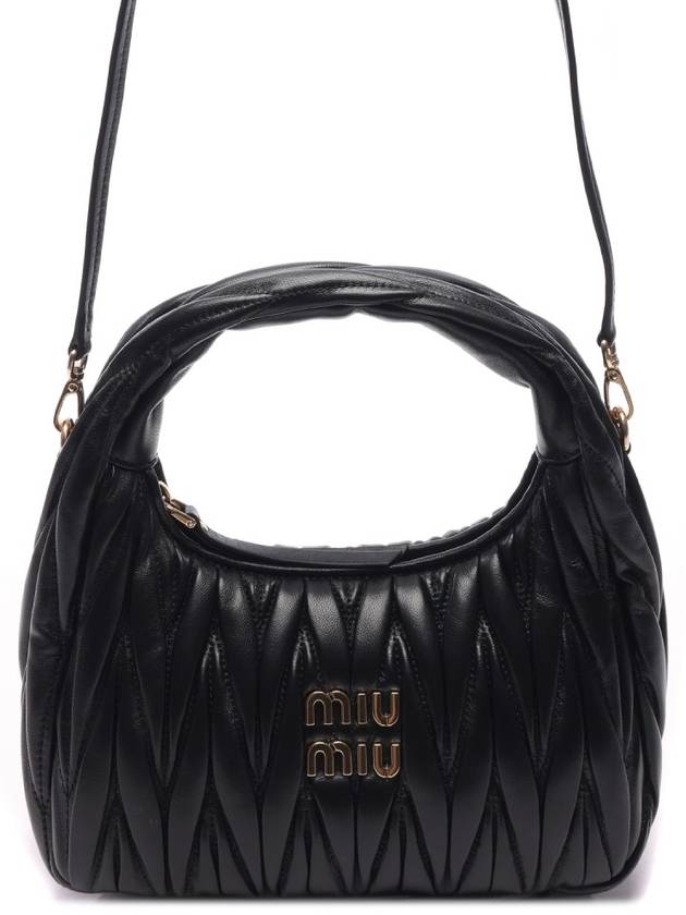 Wander Matelasse Nappa Leather Mini Hobo Tote Bag Black - MIU MIU - BALAAN 3