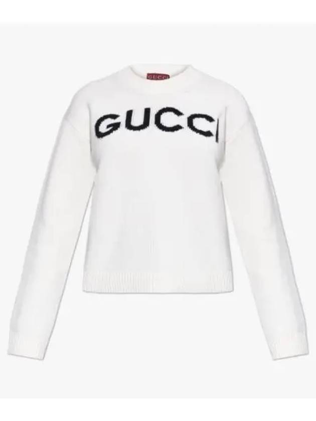 Intarsia Wool Knit Top White - GUCCI - BALAAN 2