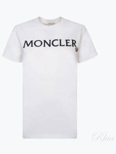 Women's Embroidered Logo Short Sleeve T-Shirt White - MONCLER - BALAAN 2