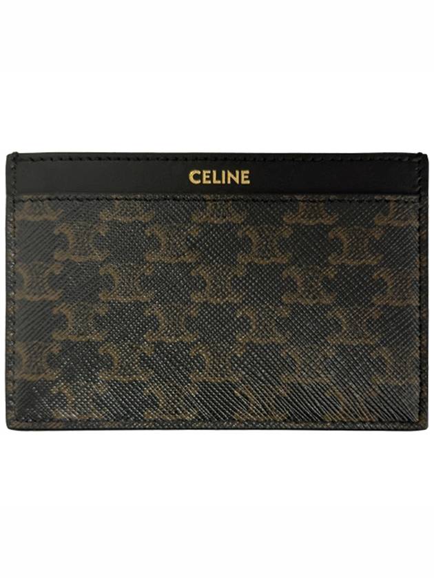 Card Holder in Triomphe Canvas and Calfskin Black - CELINE - BALAAN 2